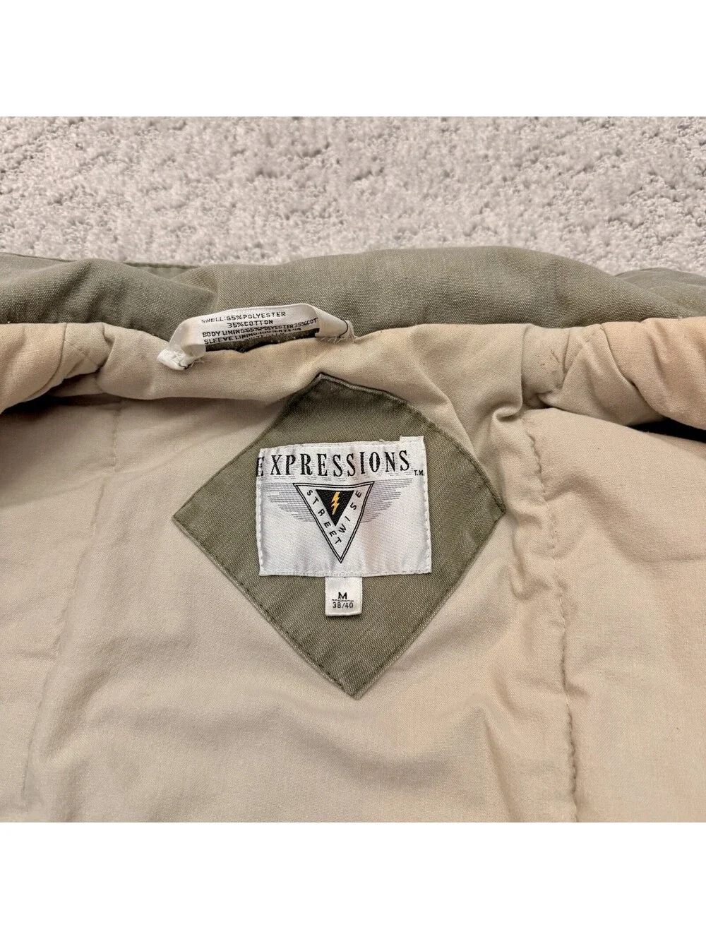 Vintage Expressions Men’s Military Bomber Jacket Green M Airborne Embroidered